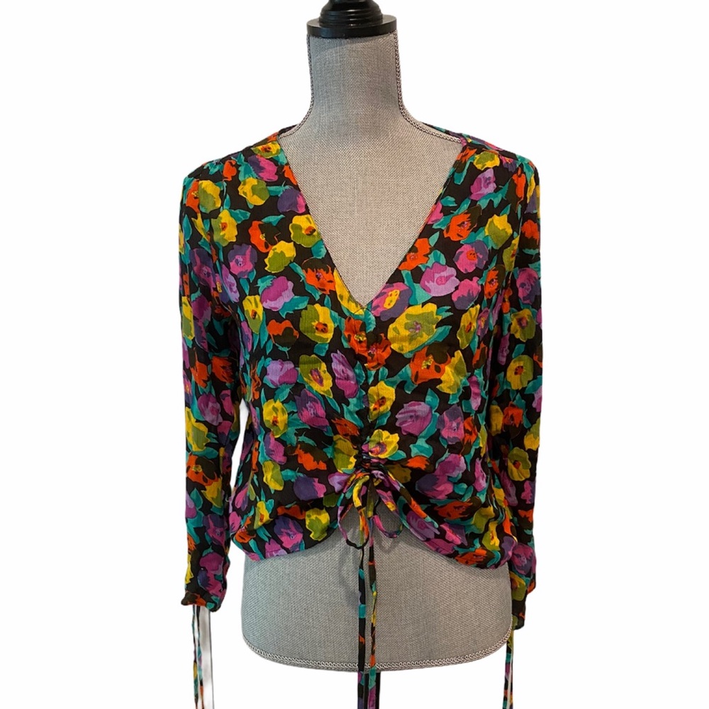 RAGA Black Floral Blouse NWT S